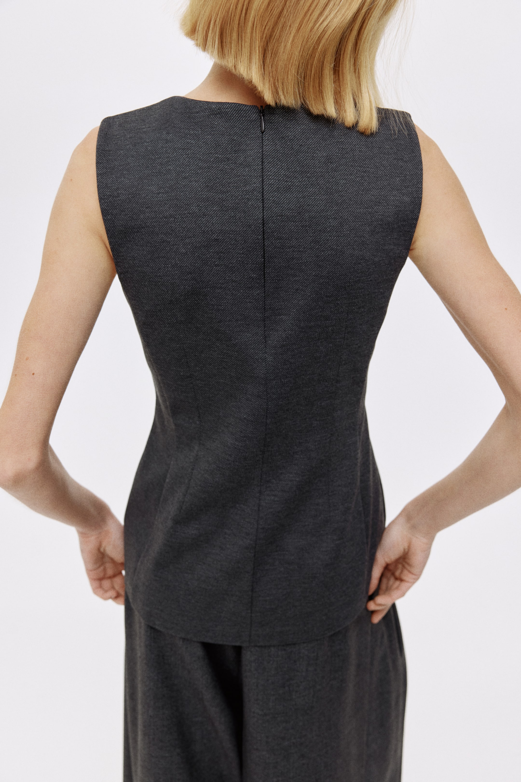 拡大画像を表示: Punto di Roma peplum top - ダークグレーメランジ - レディース | H&M JP 3