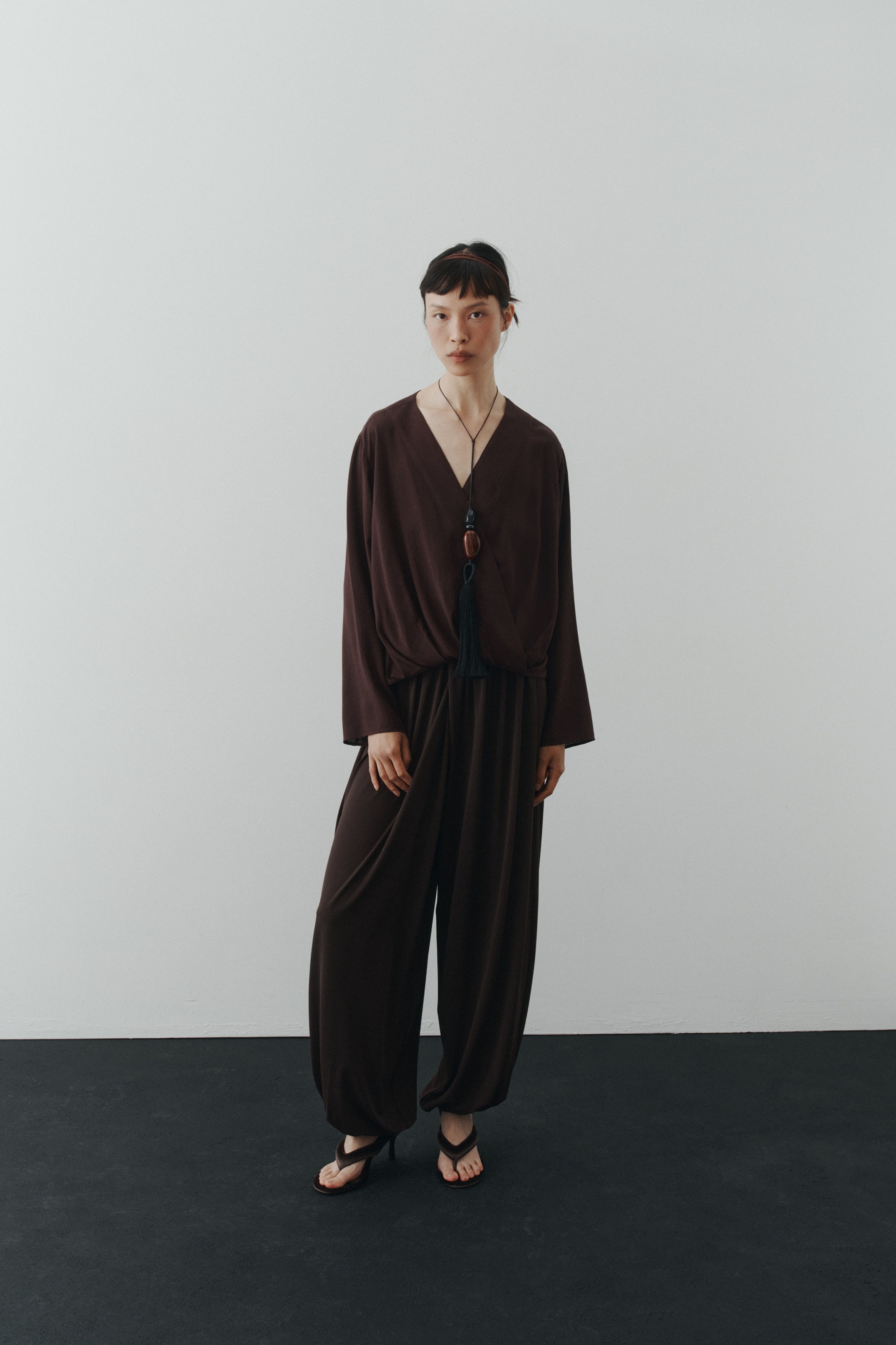 Linen-Blend Wrap Blouse - thumbnail 9