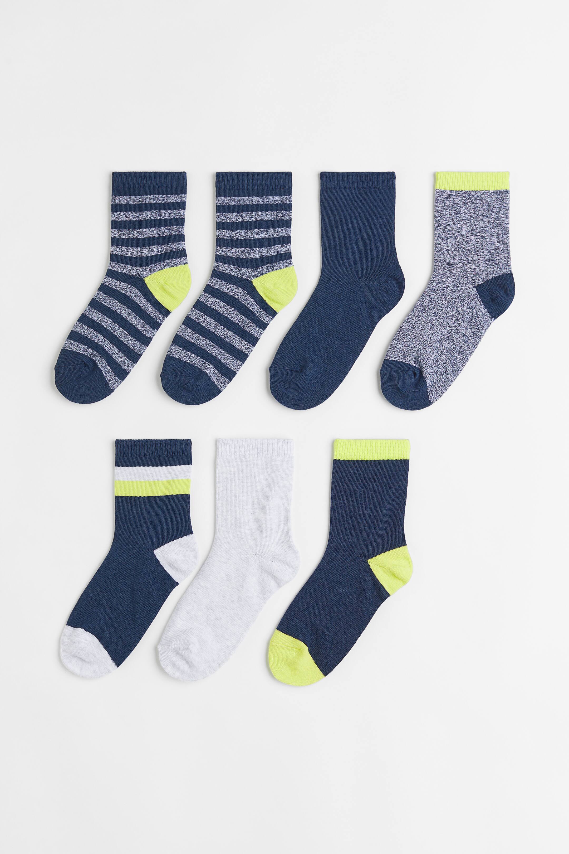 Xem ảnh lớn hơn: Bộ 7 đôi tất - Màu xanh dương đậm/Kẻ - Kids | H&M VN 1