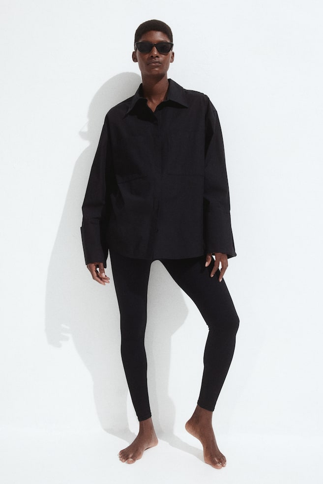 MAMA Seamless ribbed leggings - Black/Greige - 3