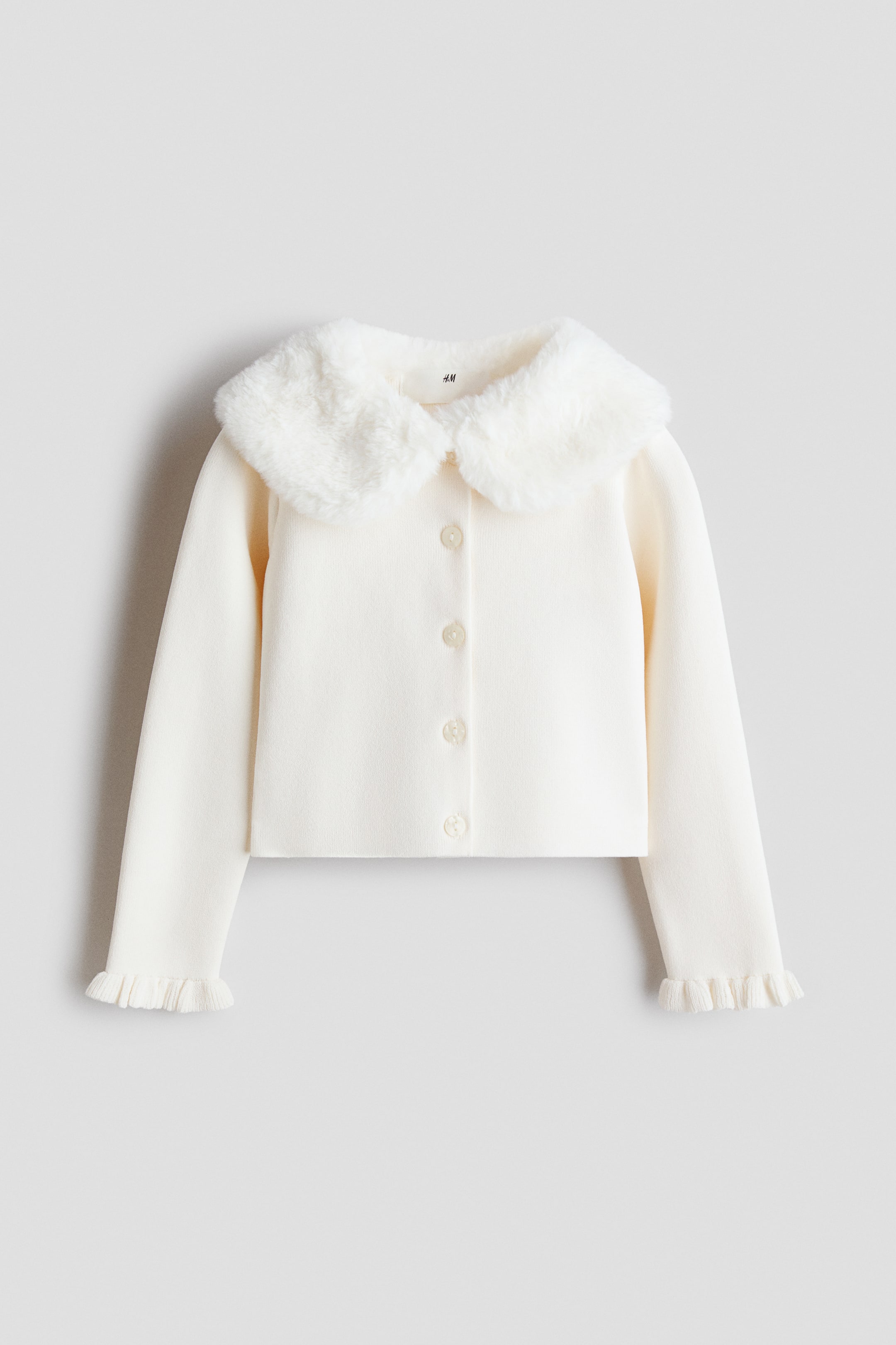 Ampliar la imagen: Fluffy-collar cardigan - Blanco - Kids | H&M MX 1
