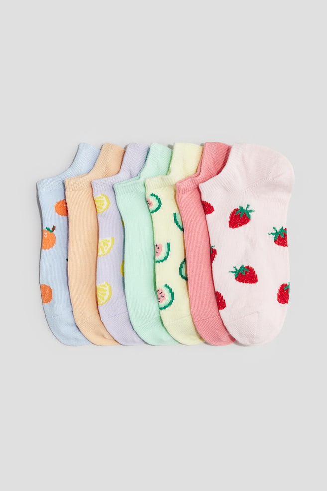 7 perechi de șosete scurte - Roz-deschis/căpșuni/Albastru-deschis/flori/Roz/gogoașă/Mov/motiv tie-dye/Roz/turcoaz/Roz/unicorni/Albastru/inimi/Roz-deschis/albastru/Roz-deschis/unicorni/Crem/roz-prăfuit/Roz-deschis/imprimeu leopard/Roz/unicorni/Roz-deschis/flori - 1