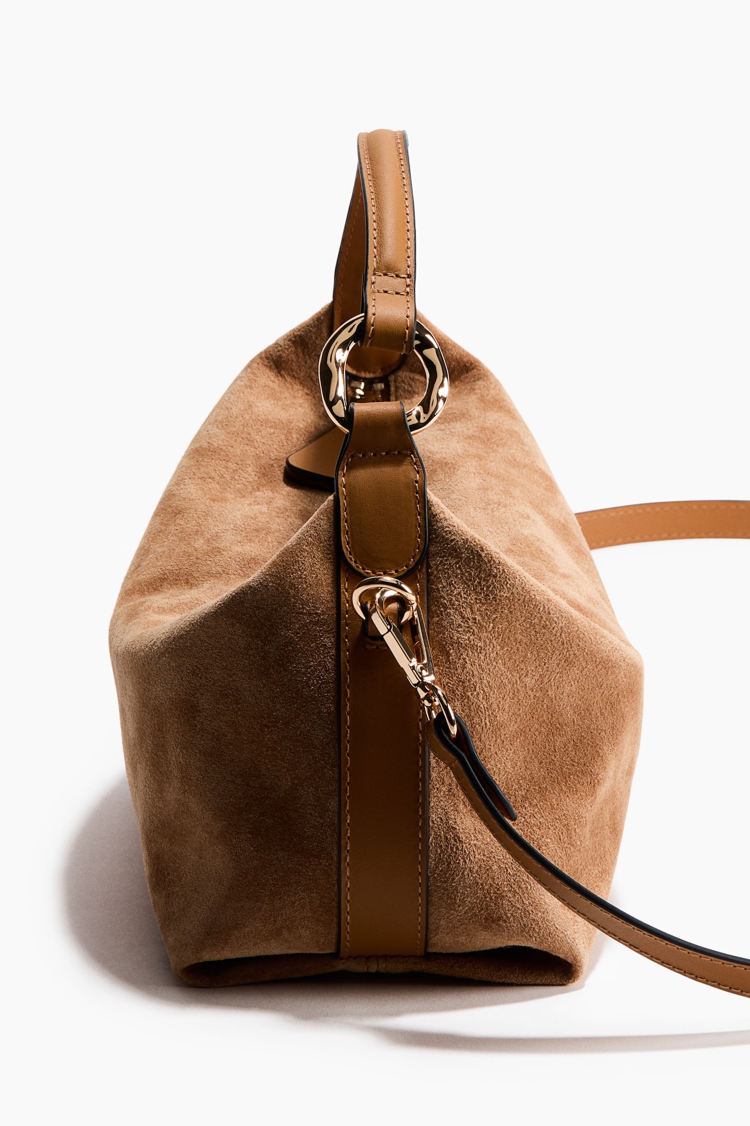 Suede crossbody bag - Beige - 4