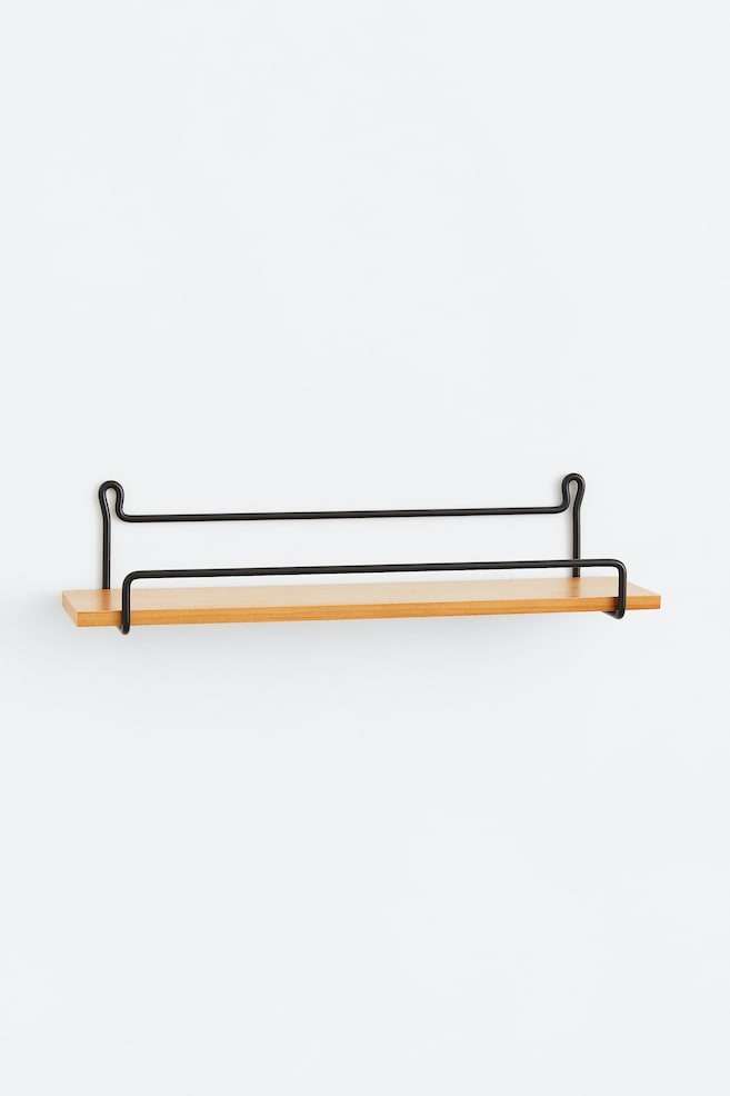 Metal and wood wall shelf - Black/Light grey/Pine/White - 1