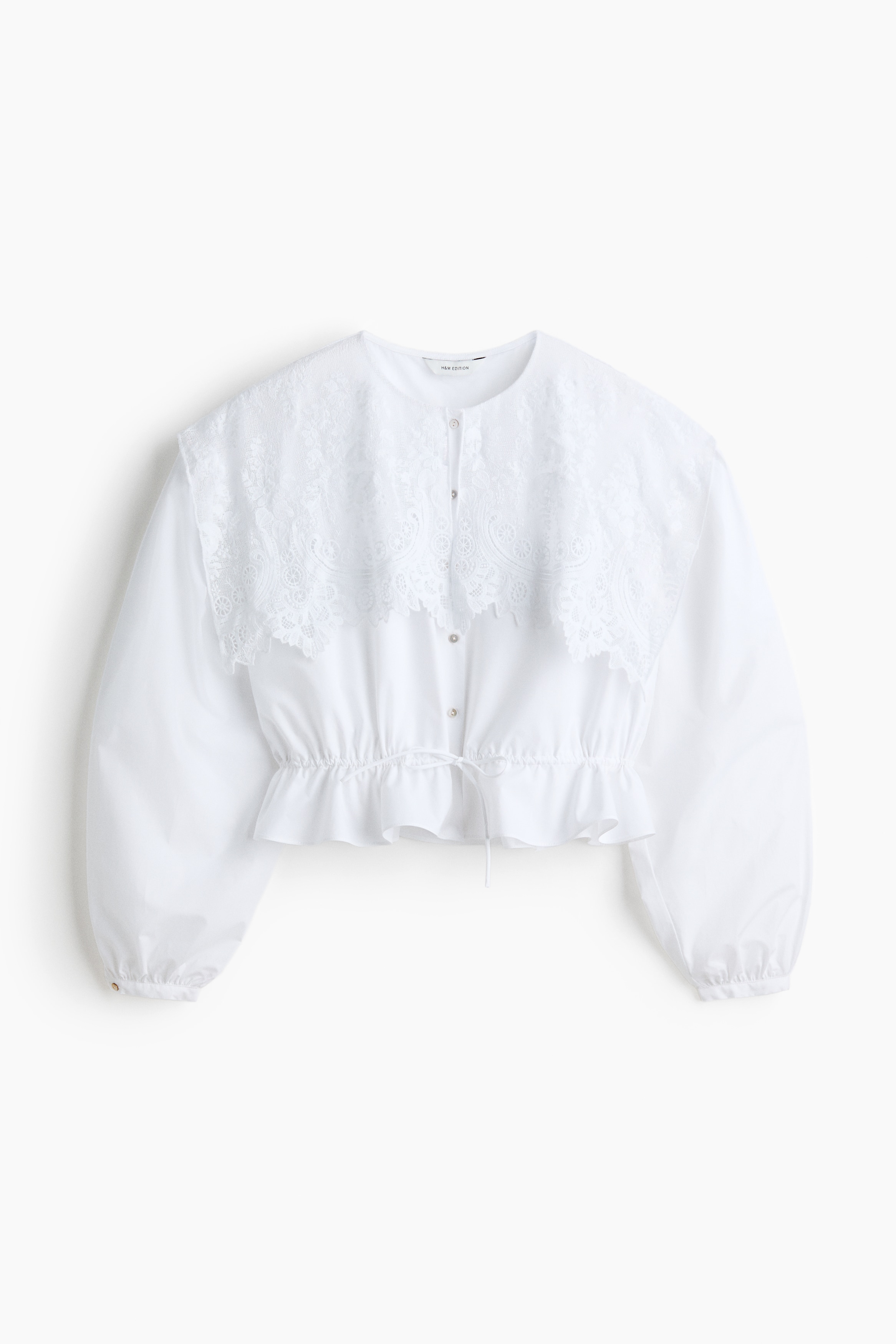Katoenen blouse met kant - Wit