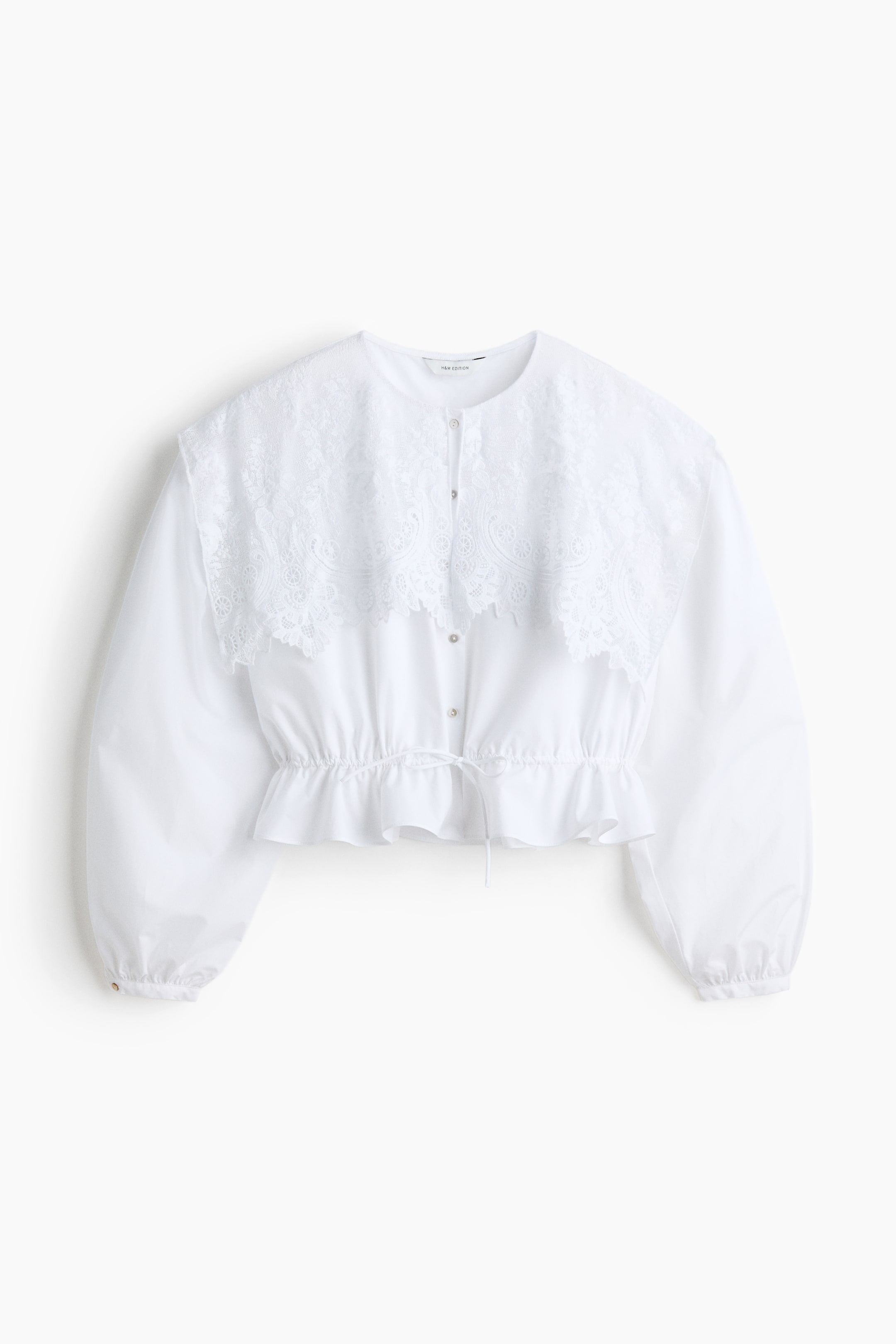 Lace-Trimmed Cotton Blouse