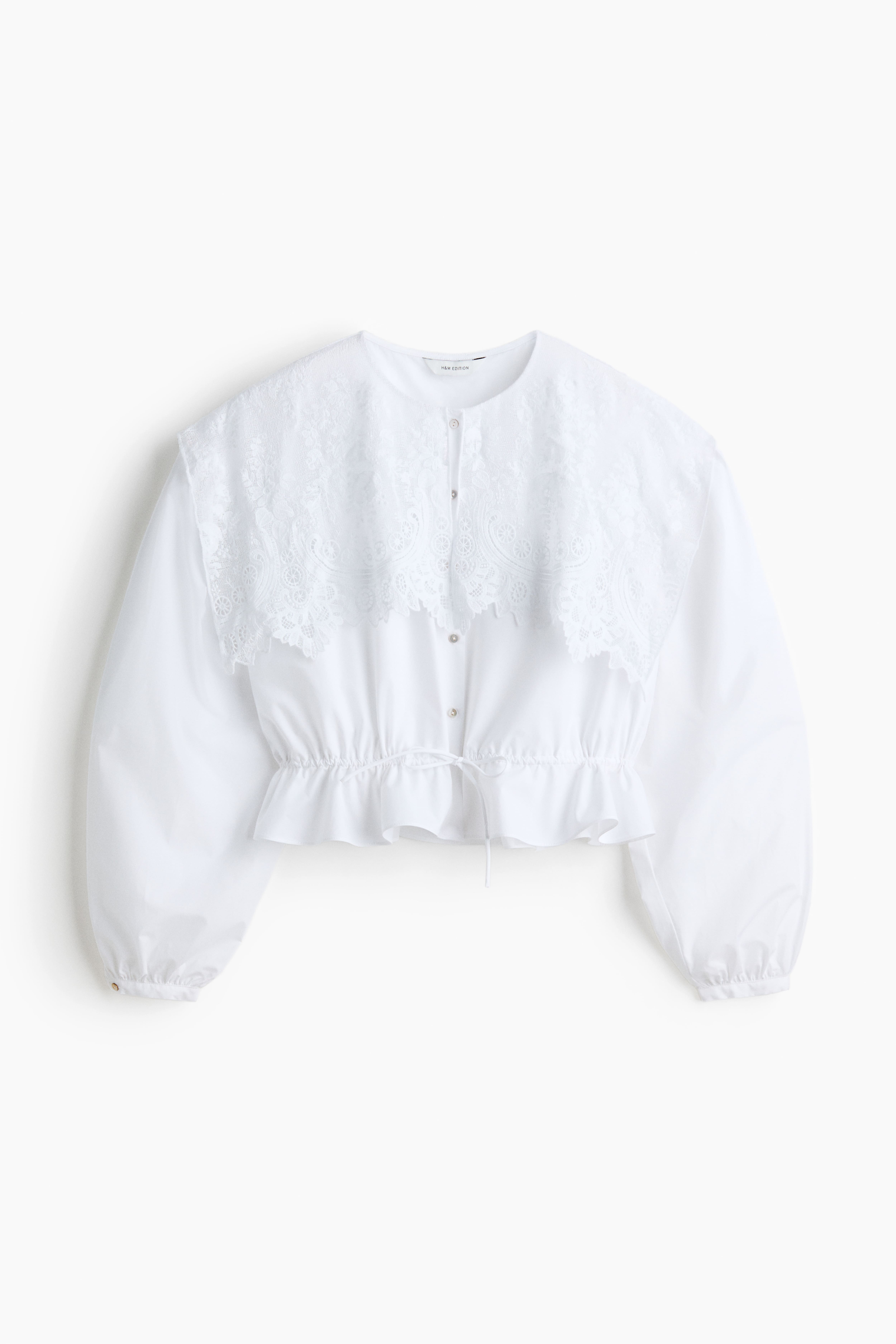 Lace-Trimmed Cotton Blouse