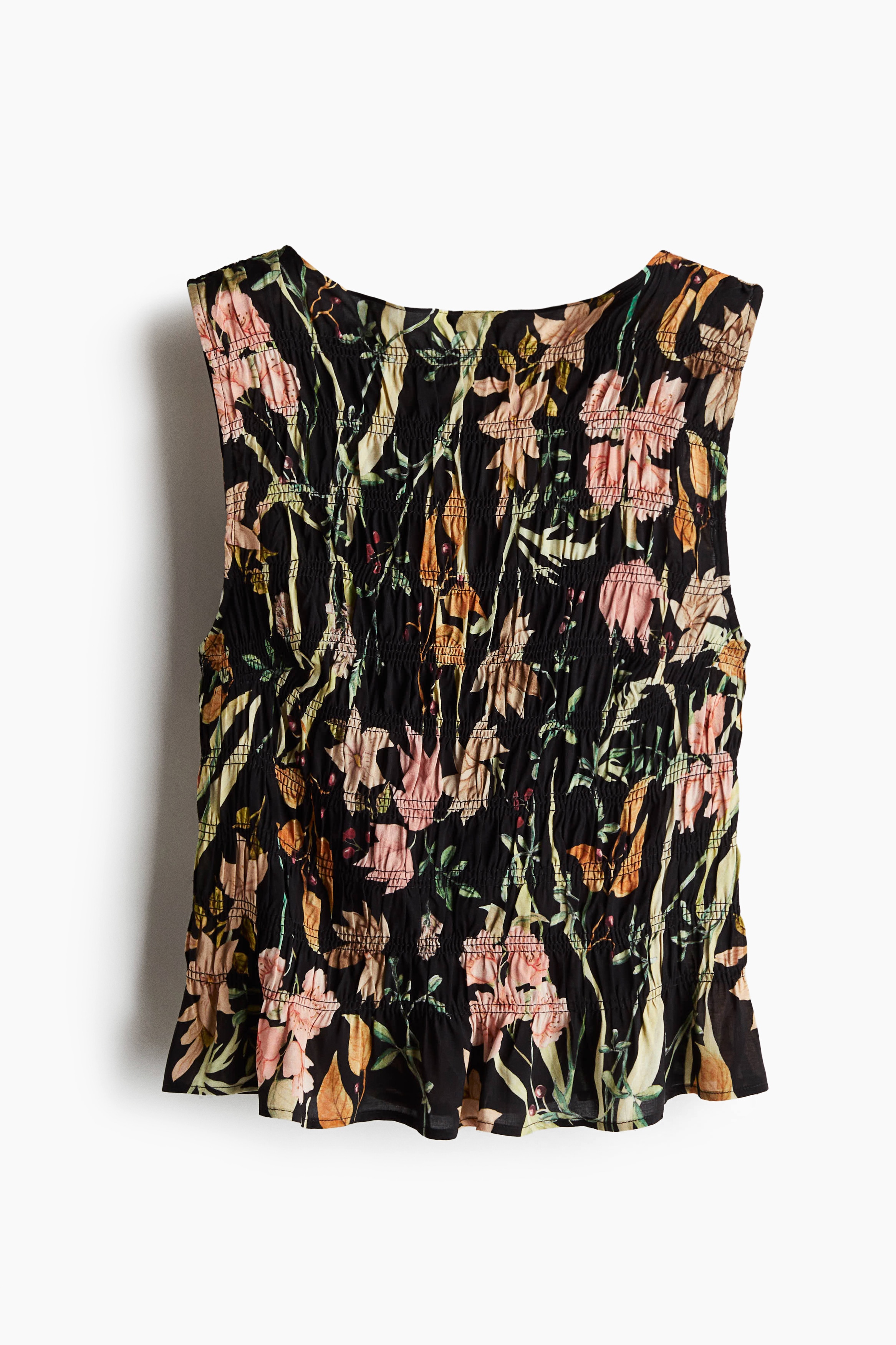 Smocked top - Black/Floral/Dark green/Burgundy/Bright red/Bright pink