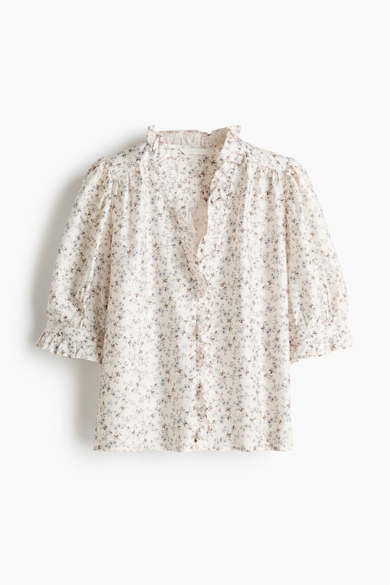 Женские блузки H&M Ruffled Puff-Sleeved Blouse