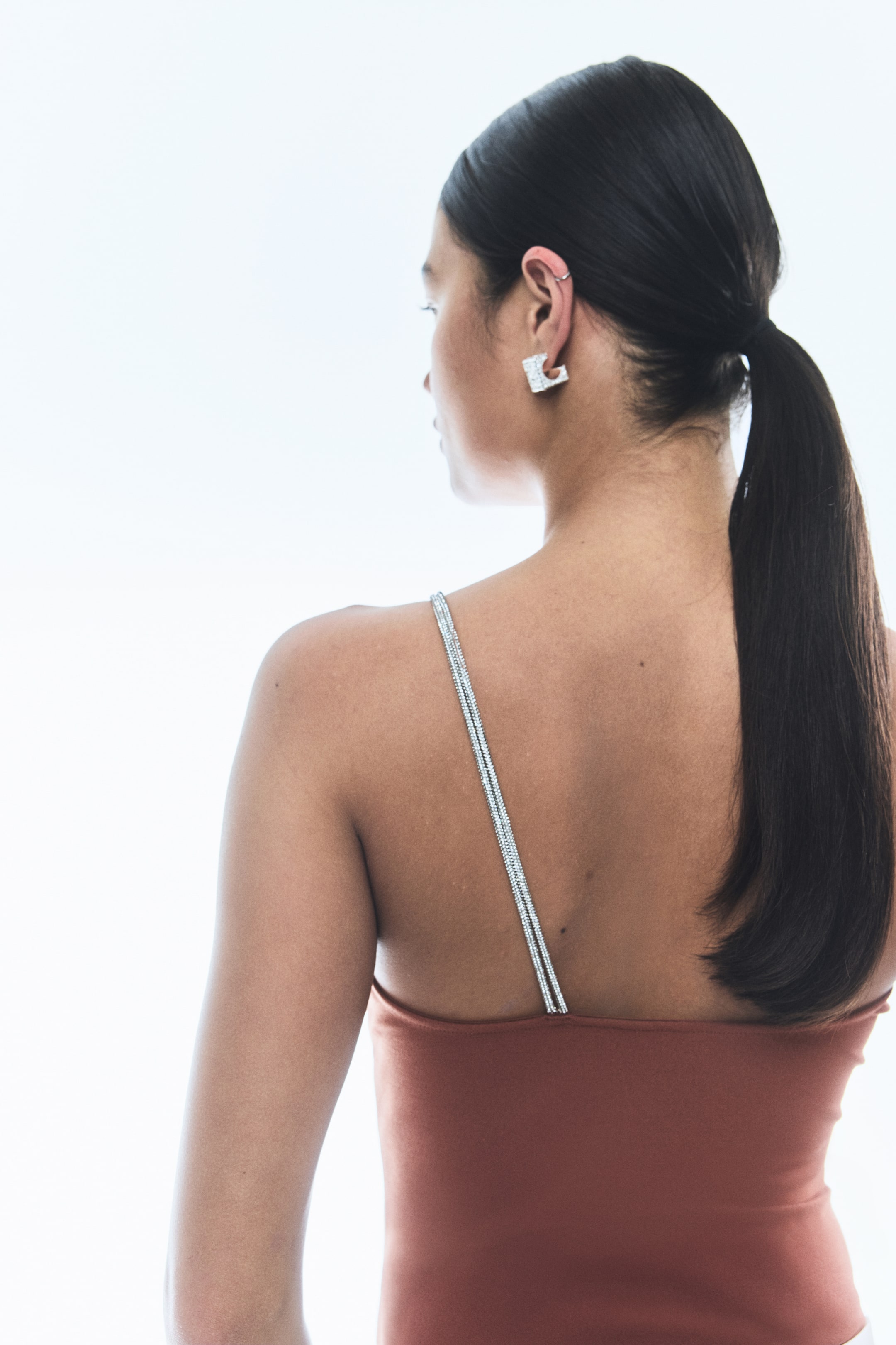 View larger image: Rhinestone Strap One Shoulder Bodysuit - Dusty brown - Ladies | H&M AU 3