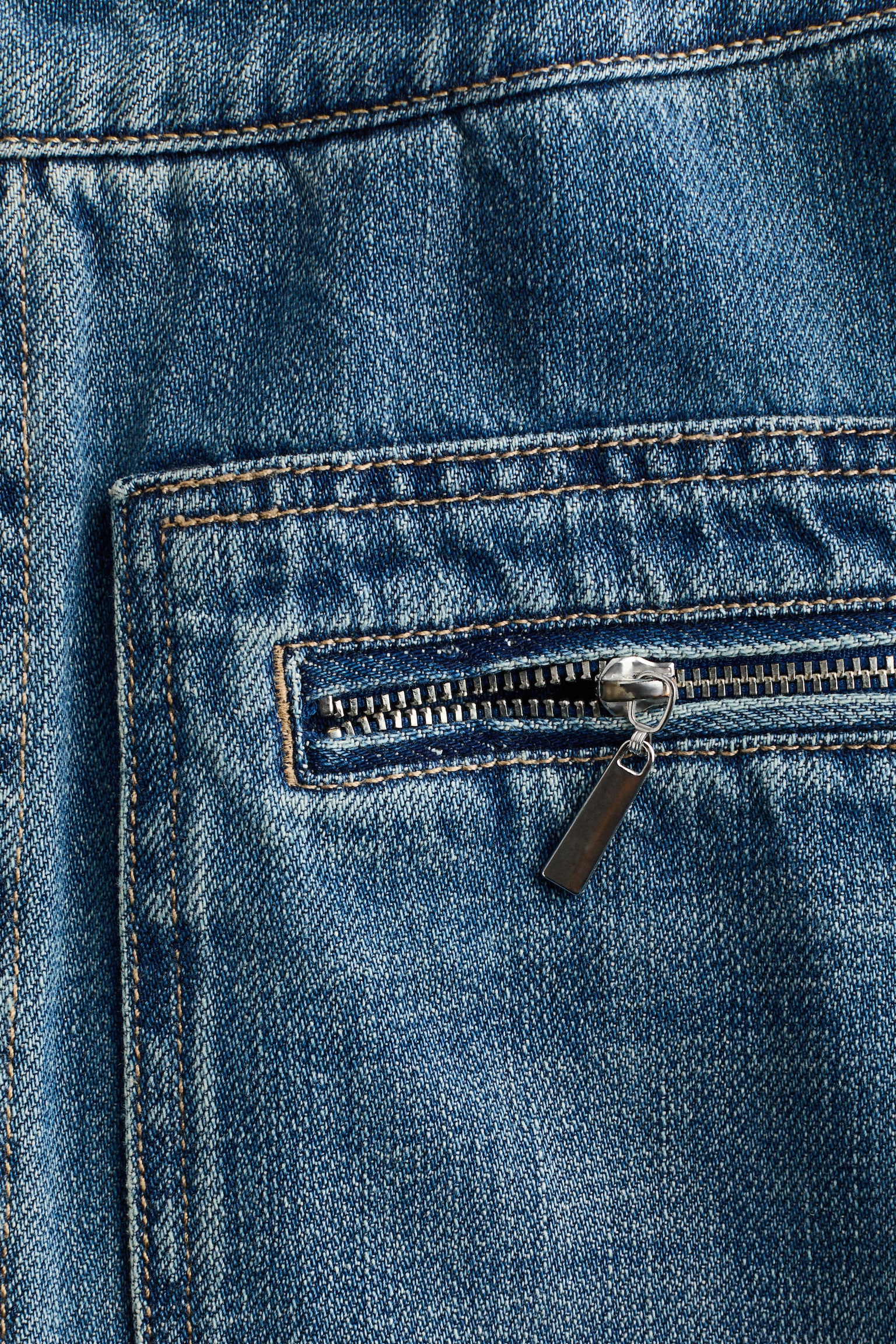 Джинсова спідниця-трапеція - Блакитний денім - 6