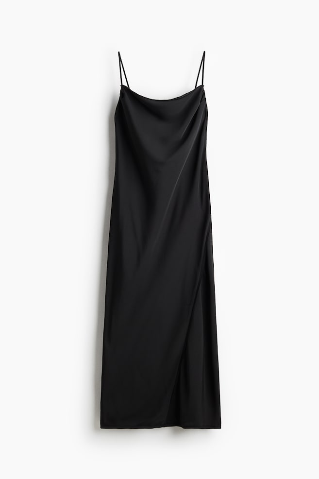 Vestido de tirantes con cinturón decorativo - Negro - 1