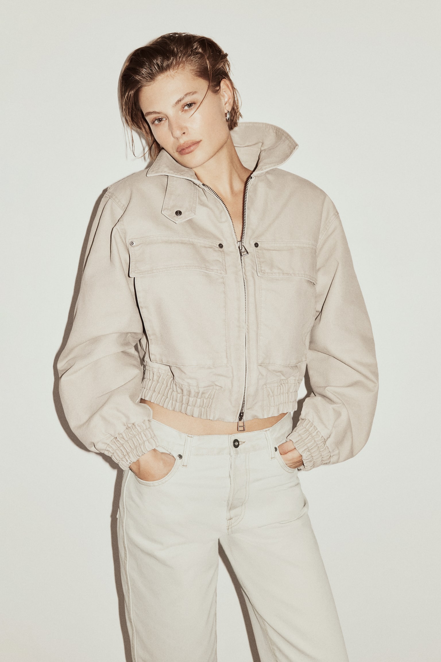 Jeans cu croială dreaptă - Bej-deschis - 4