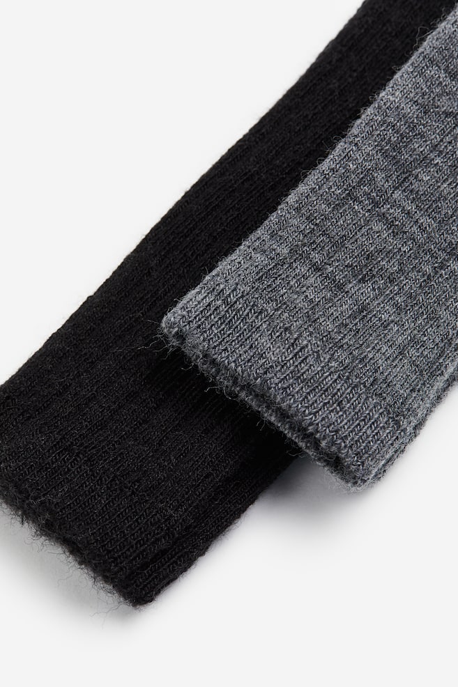 2-pak strømpebukser i uldblanding uden fødder - Mørkegrå/Sort/Brun/Mørkebrun - 2