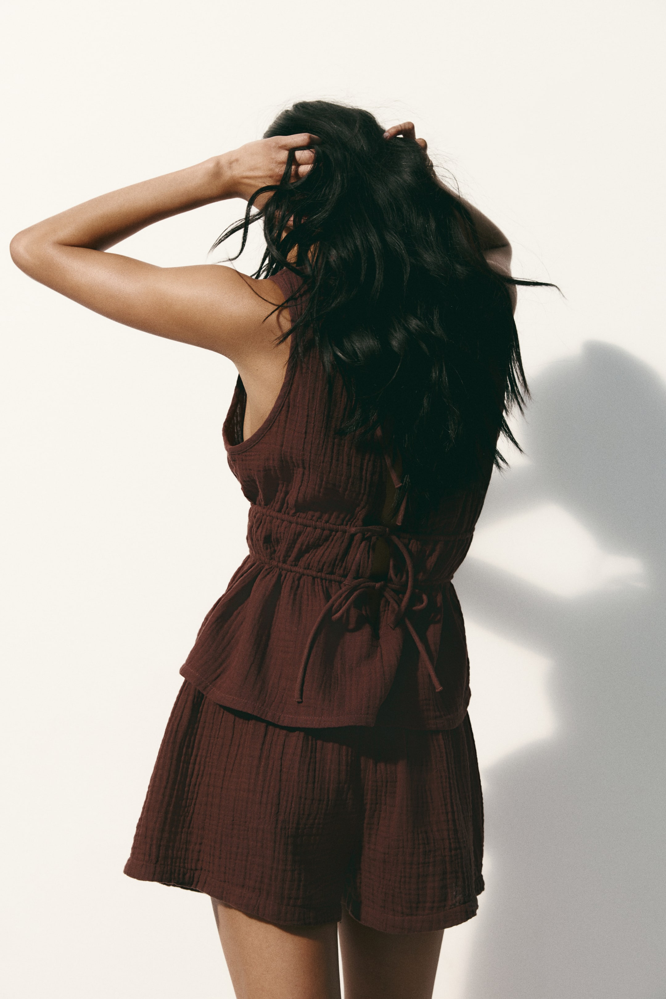 Cotton muslin beach shorts