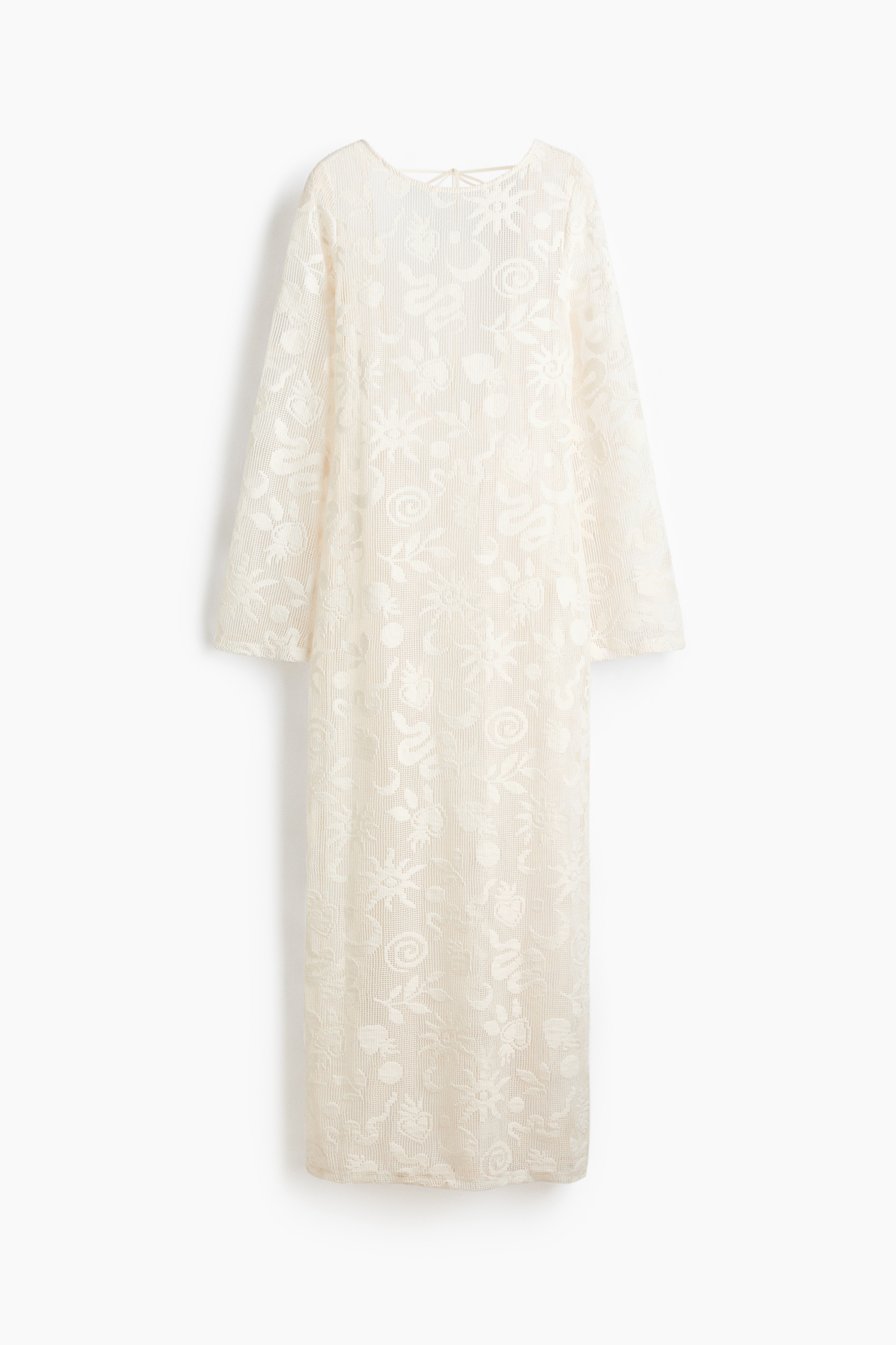 Motif-Detail Mesh Dress - Cream