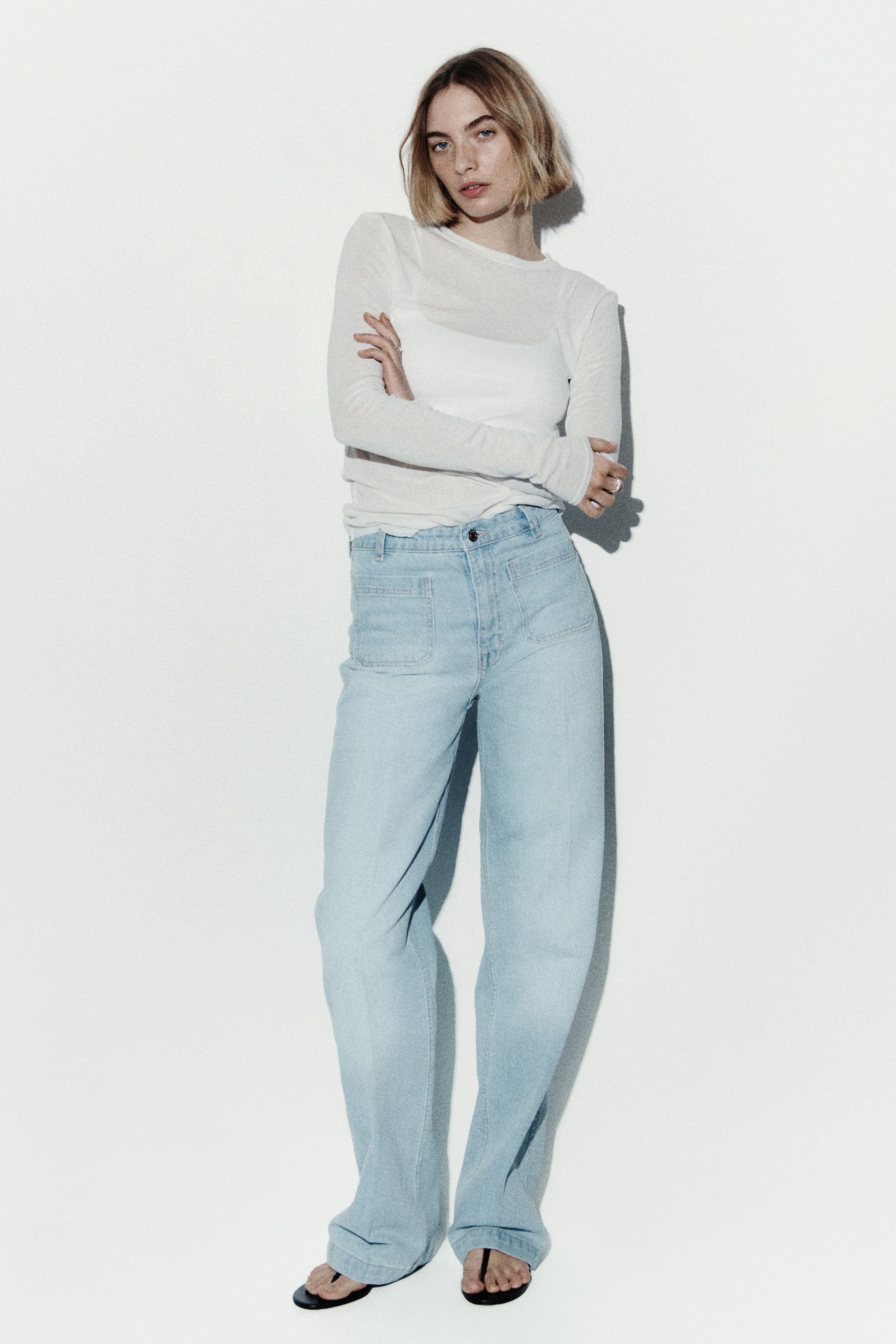 Wide High Jeans - Ljus denimblå/Marinblå denim/Vit/Ljusröd/Ljus denimblå/Puderrosa/Mörk denimblå/Mörkbrun