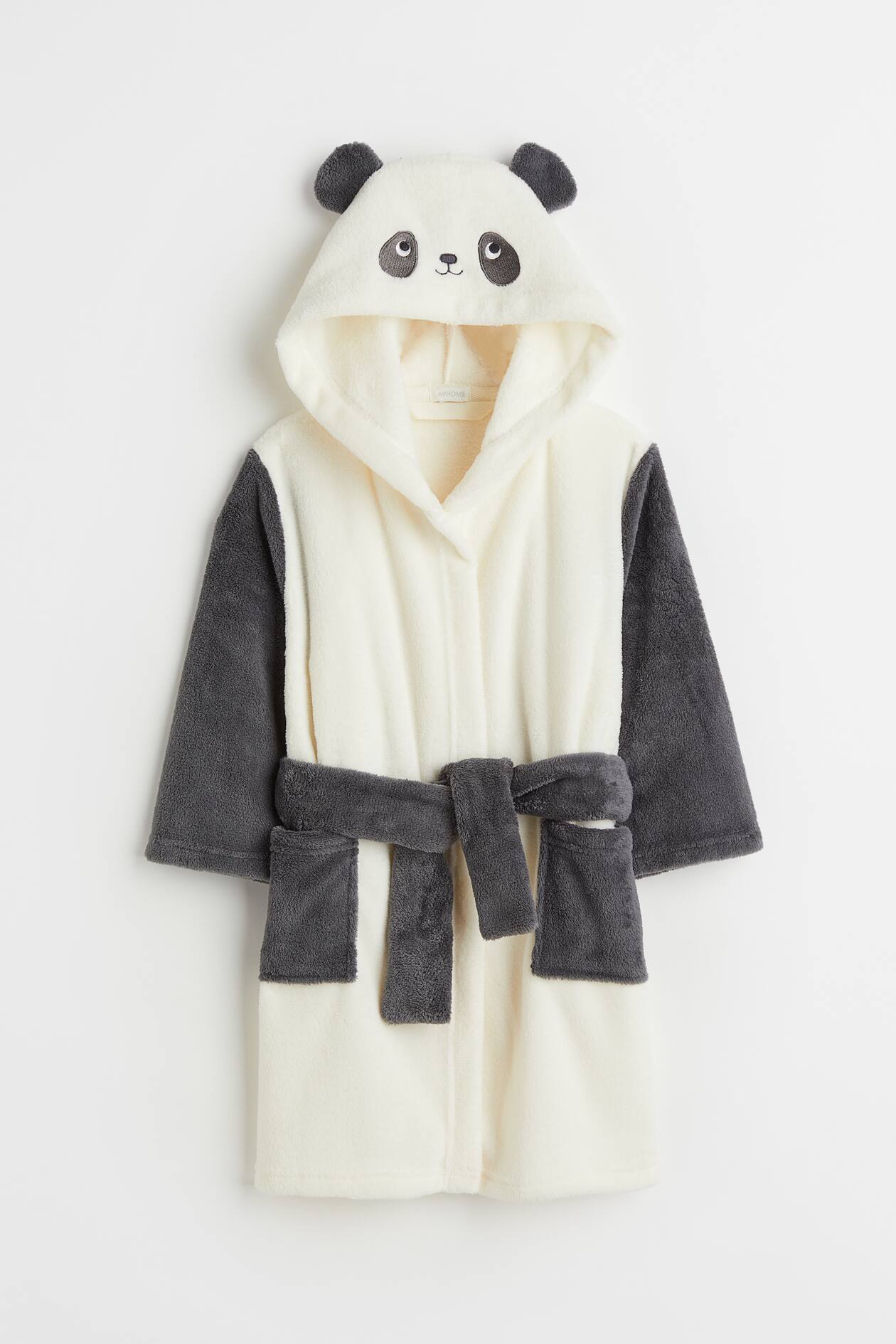 Dressing gown Long sleeve Knee length White/Panda Home All H&M GB