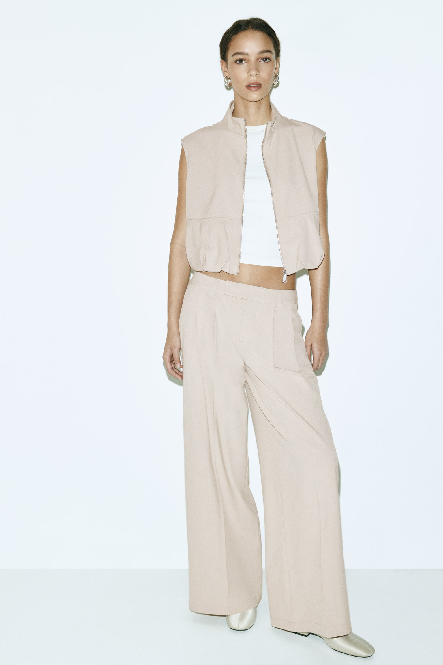 Bubble-hem gilet - Beige - 4