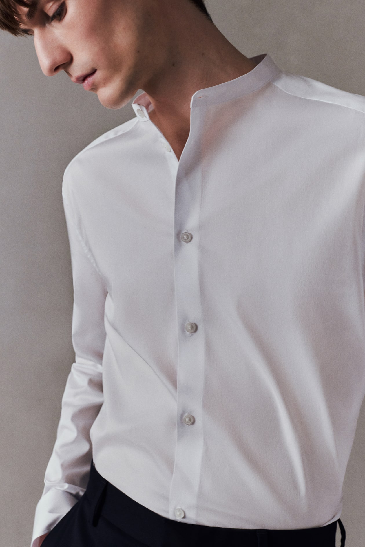 Men’s White Slim Fit Grandad shirt H&M CA