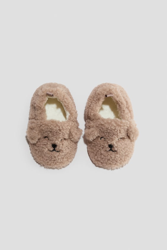 Детские тапочки H&M Fluffy Slippers, цвет: Бежевый