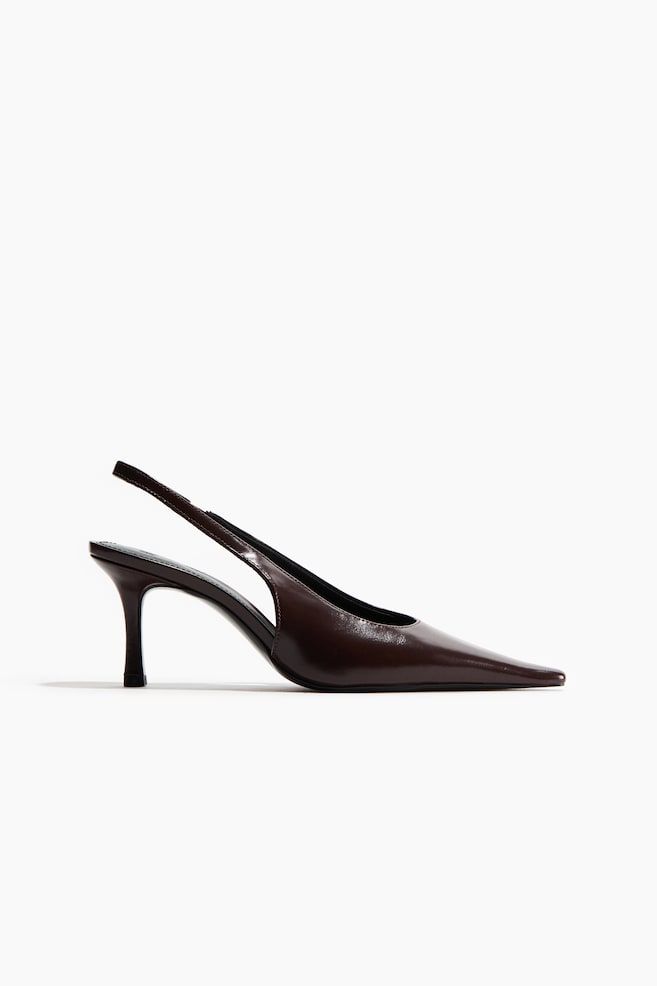Heeled slingbacks - Dark brown/Cream - 1