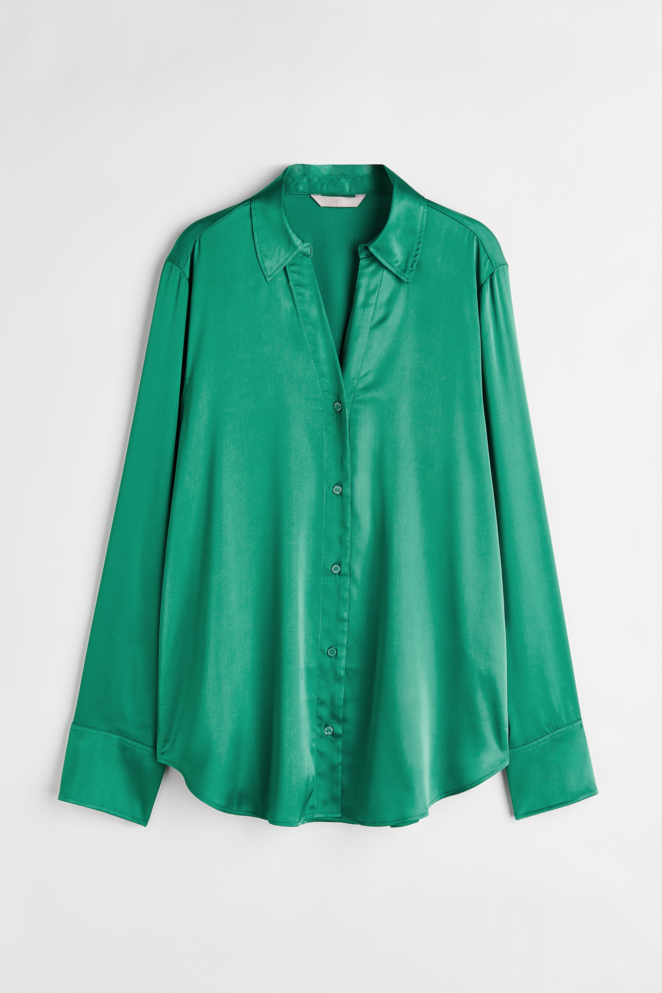 V-neck Blouse - V-neck - Long sleeve - Green - Ladies | H&M US
