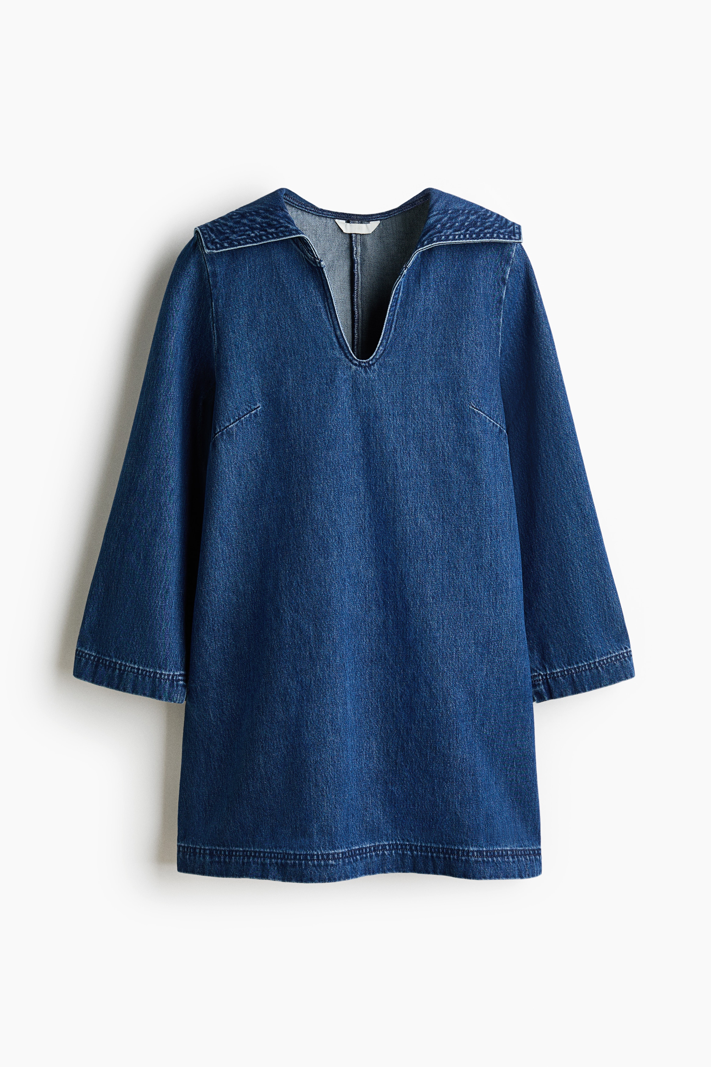 Sailor-collar denim dress - Dark denim blue