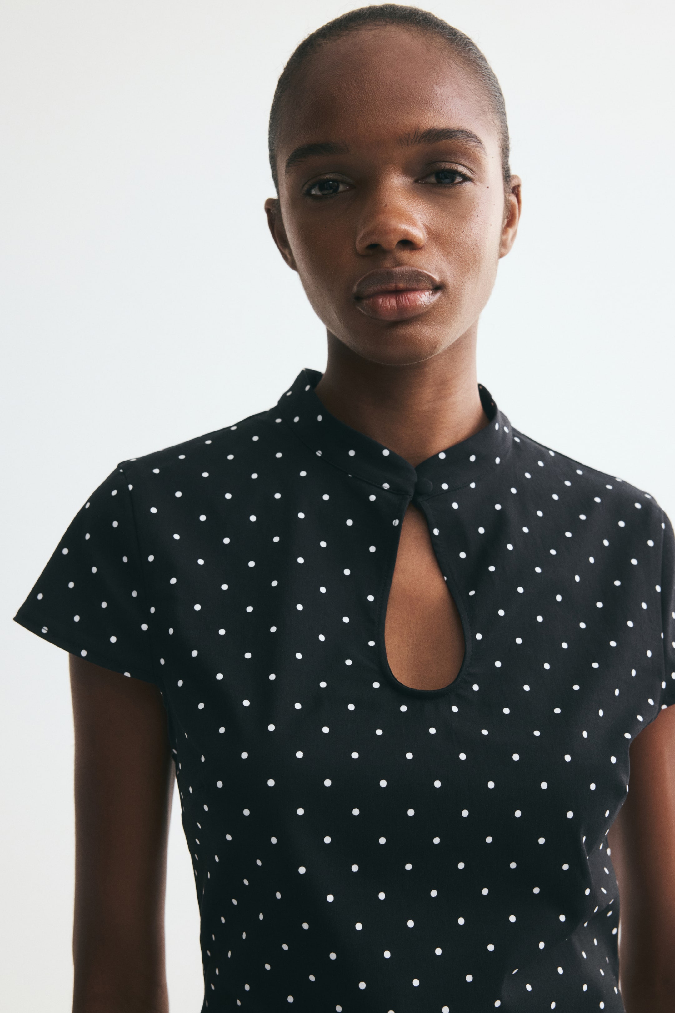 Viscose-Blend Top with Keyhole Detail
