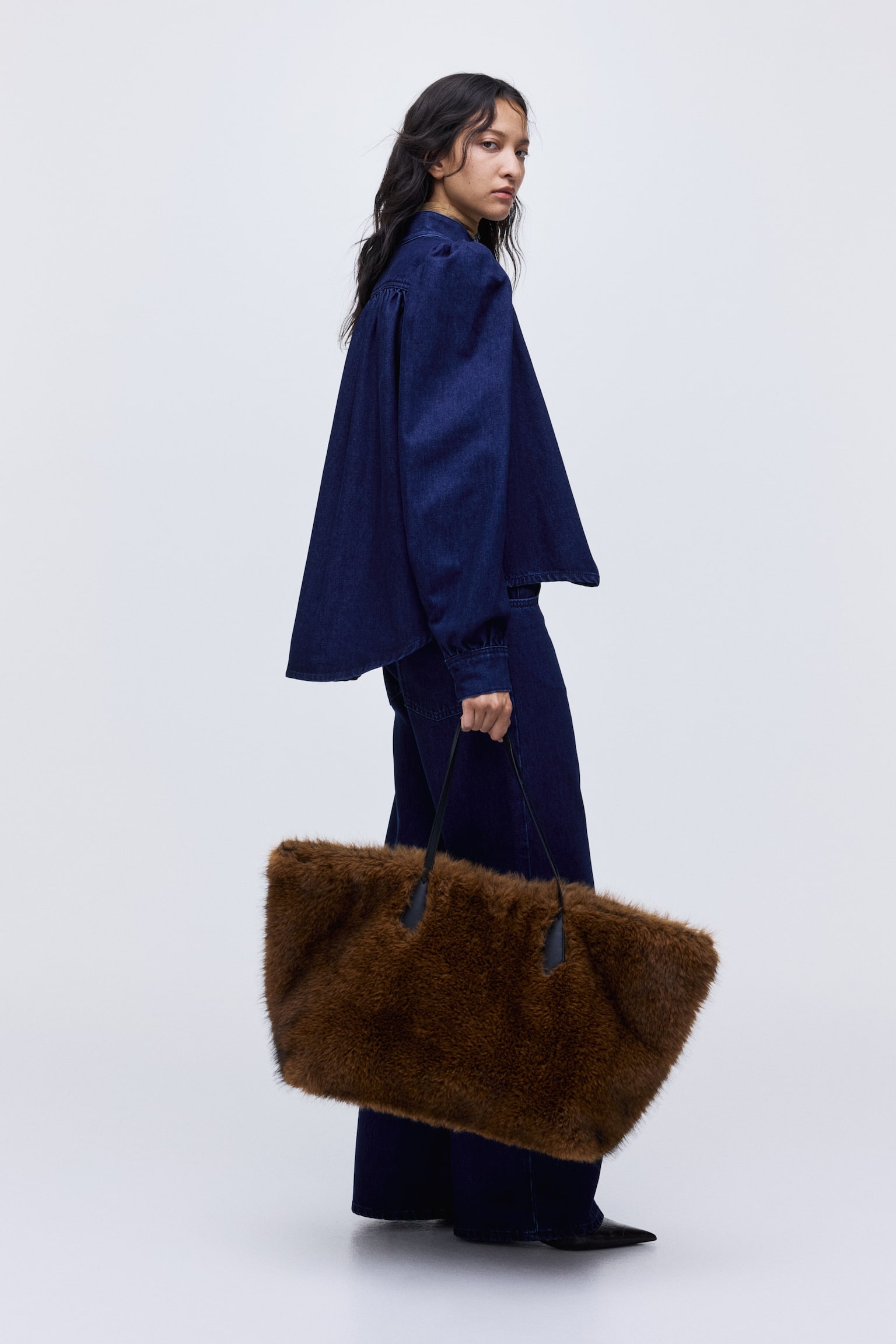 Oversized denim blouse - Dark denim blue - 5