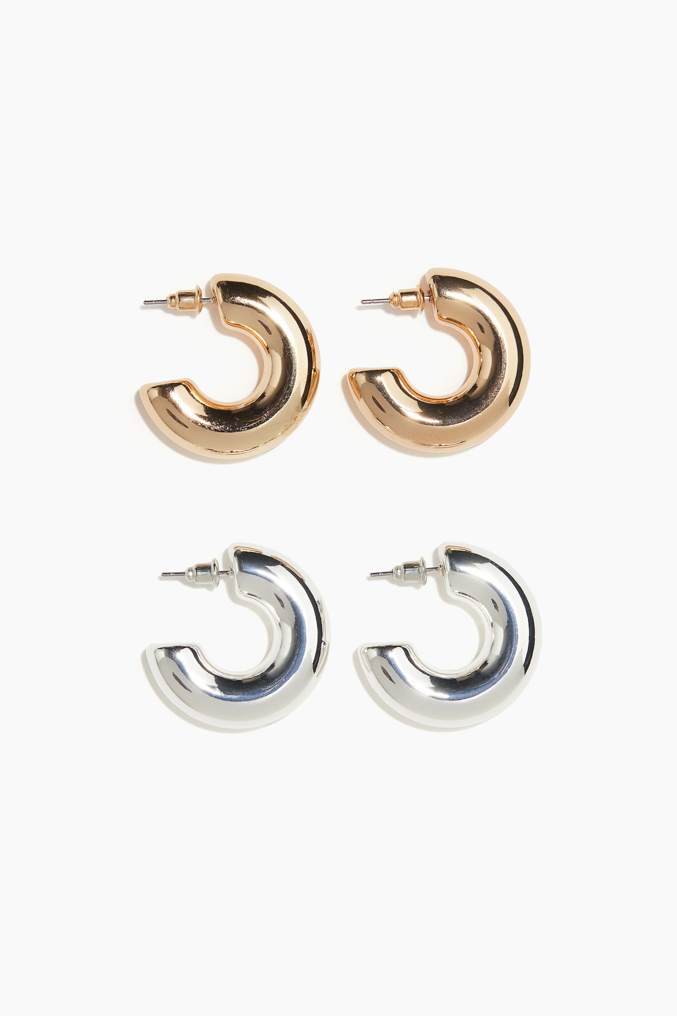 2 Pairs Chunky Hoop Earrings