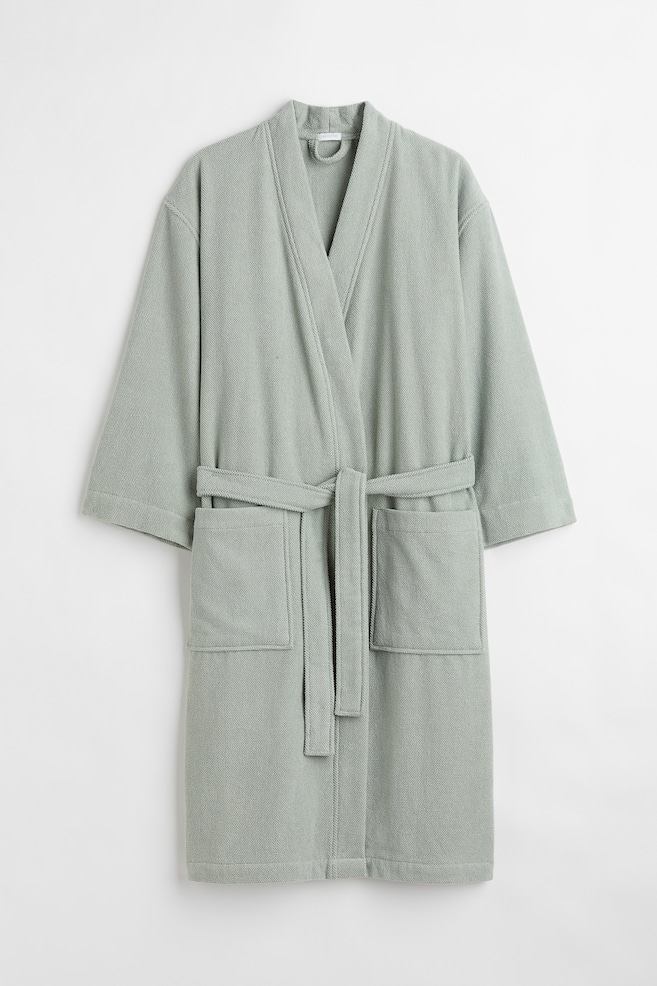 Terry dressing gown - Light khaki green/Anthracite grey/White/Light pink/dc/dc/dc/dc - 1