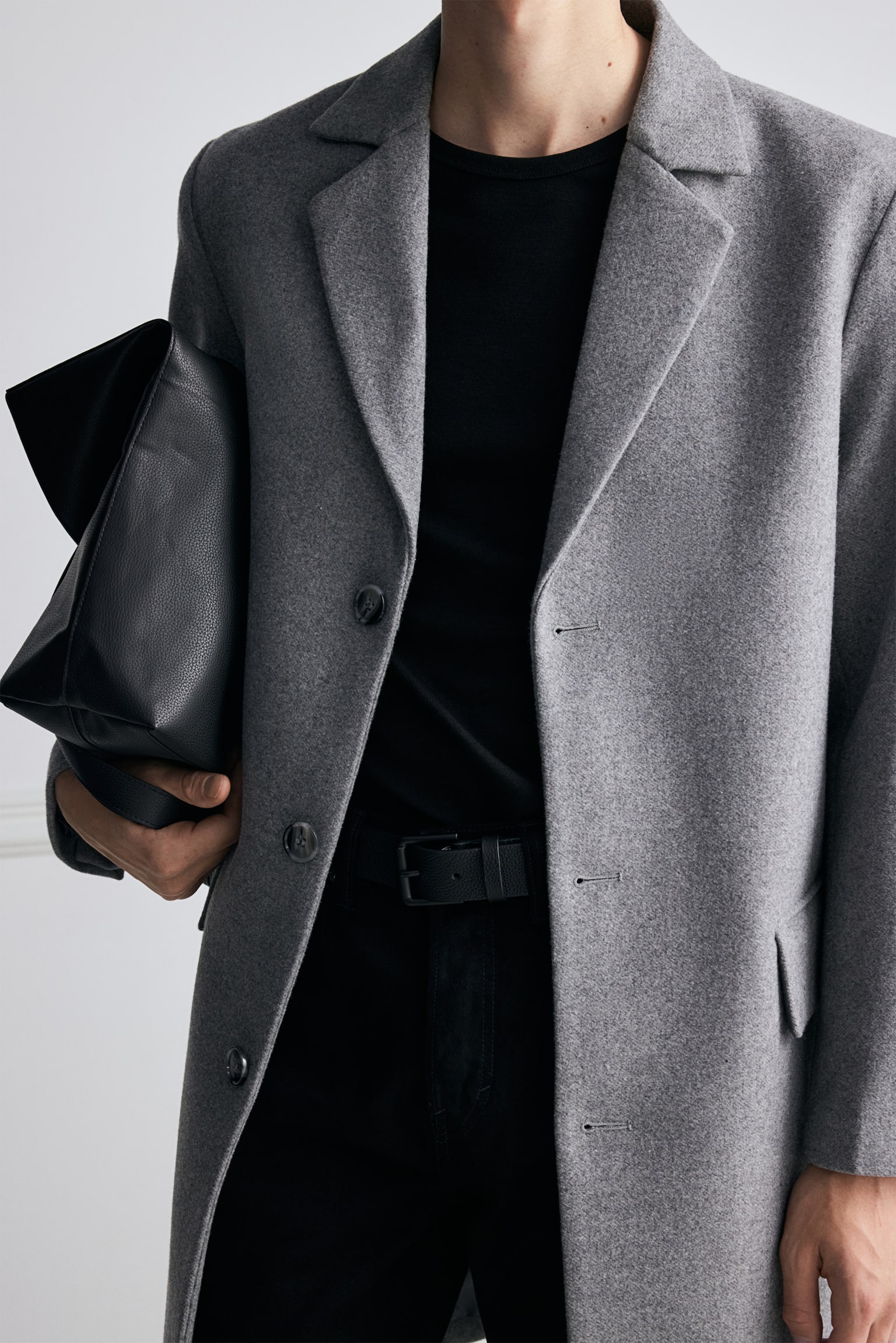 Wool-blend coat - Grey marl/Black/Navy blue - 5