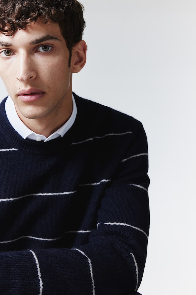 Regular Fit Fine-knit jumper - Dark blue/Striped/Grey marl/Striped/Beige marl/Dark blue - 1