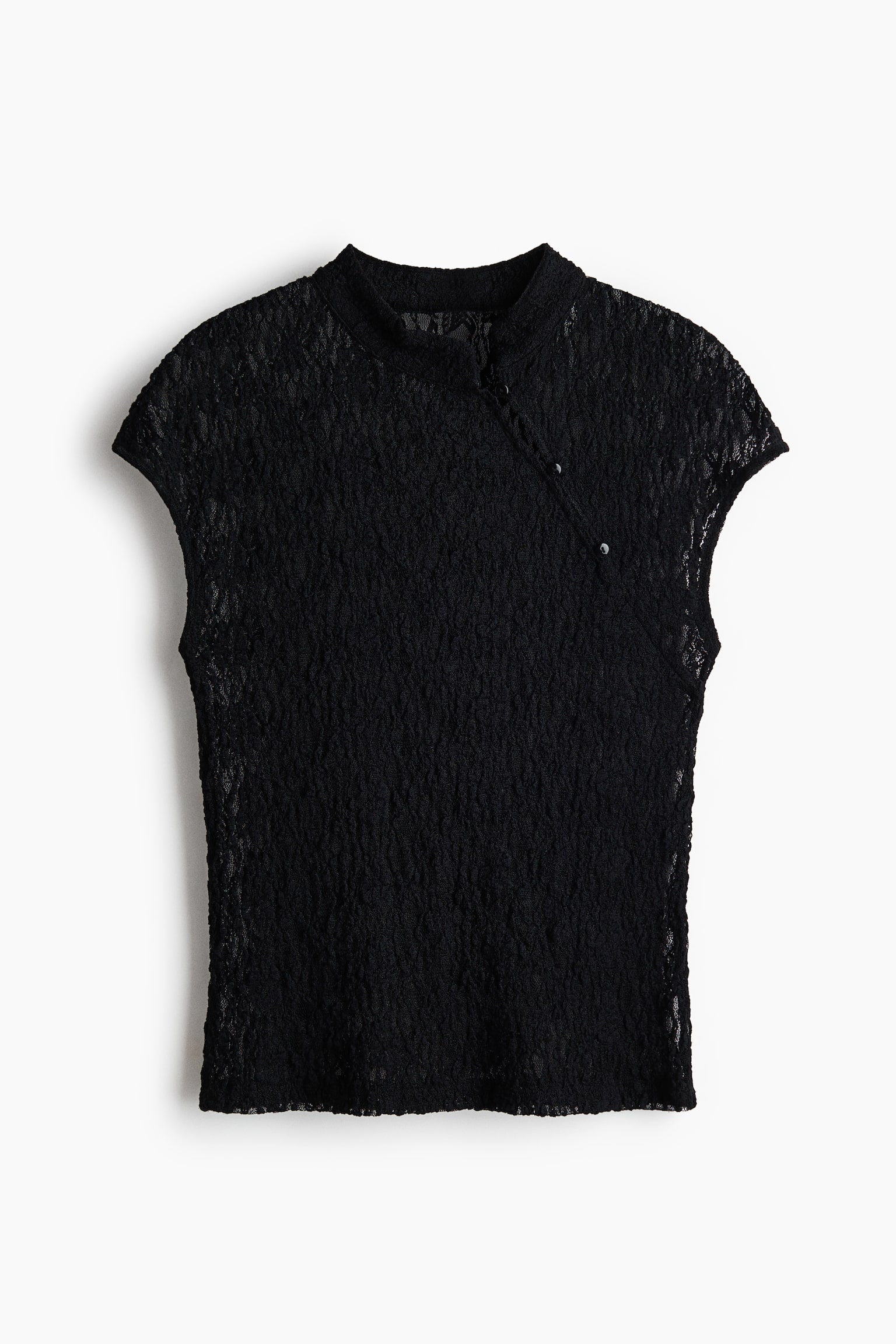 Top in pizzo con maniche ad aletta - Nero/Bianco - 1