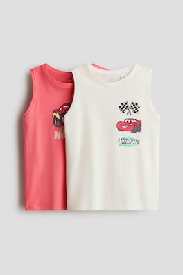 2-pack tanktop i bomull med tryck