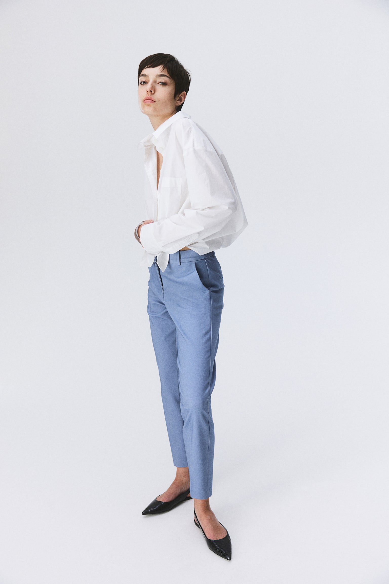 Cigarette Pants - Dusty blue/Black/Light beige/Check/Navy/Pink/Grey/Beige/Greige/Beige/Light green/Pink/Grey marle/Cream/Beige/Check/Light pink/Light beige/Light khaki green/Light beige/Check/Navy blue/Brown/Check - 1