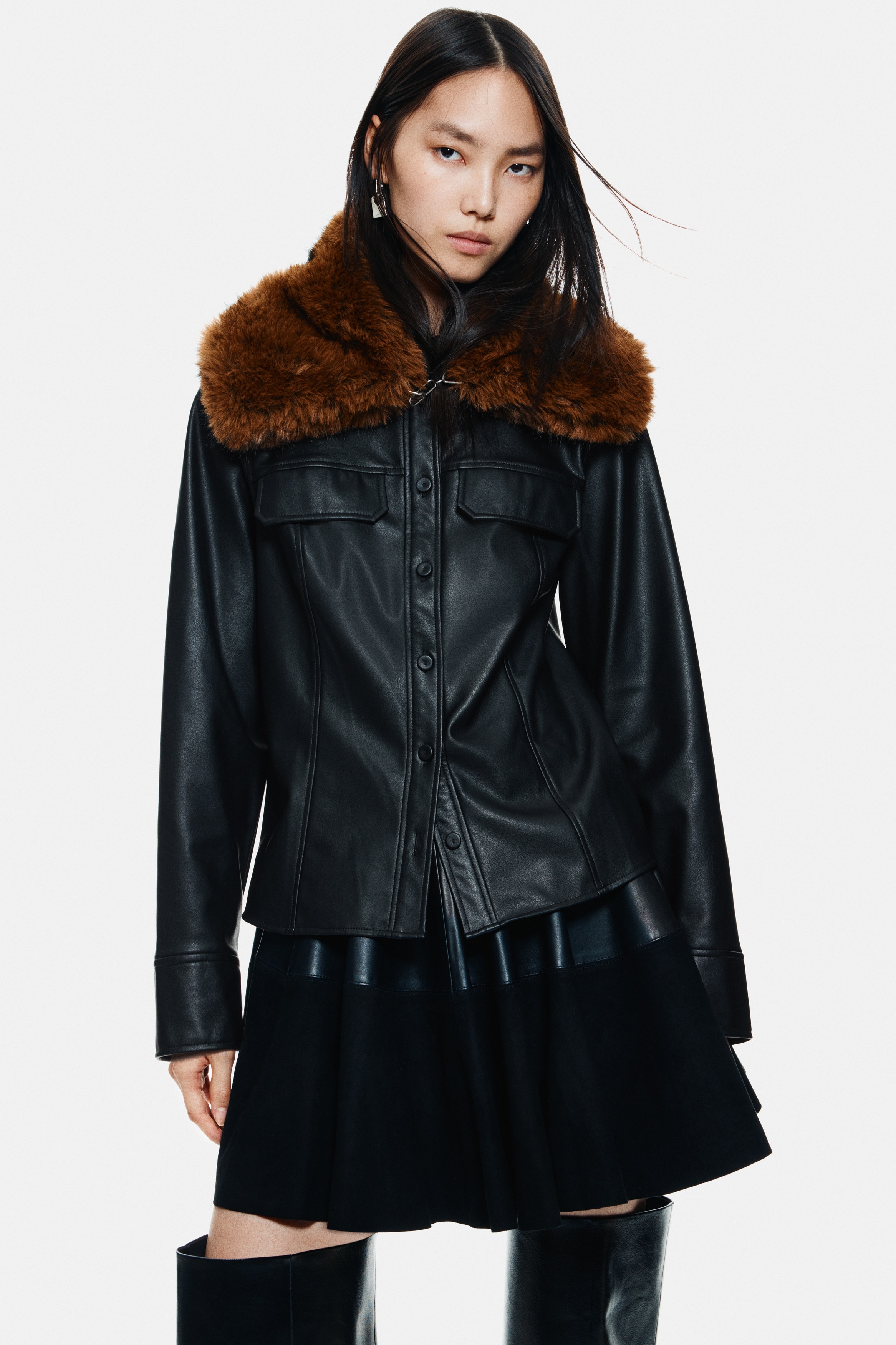 Ladies - Black Coated shirt - Size: S  - H&M