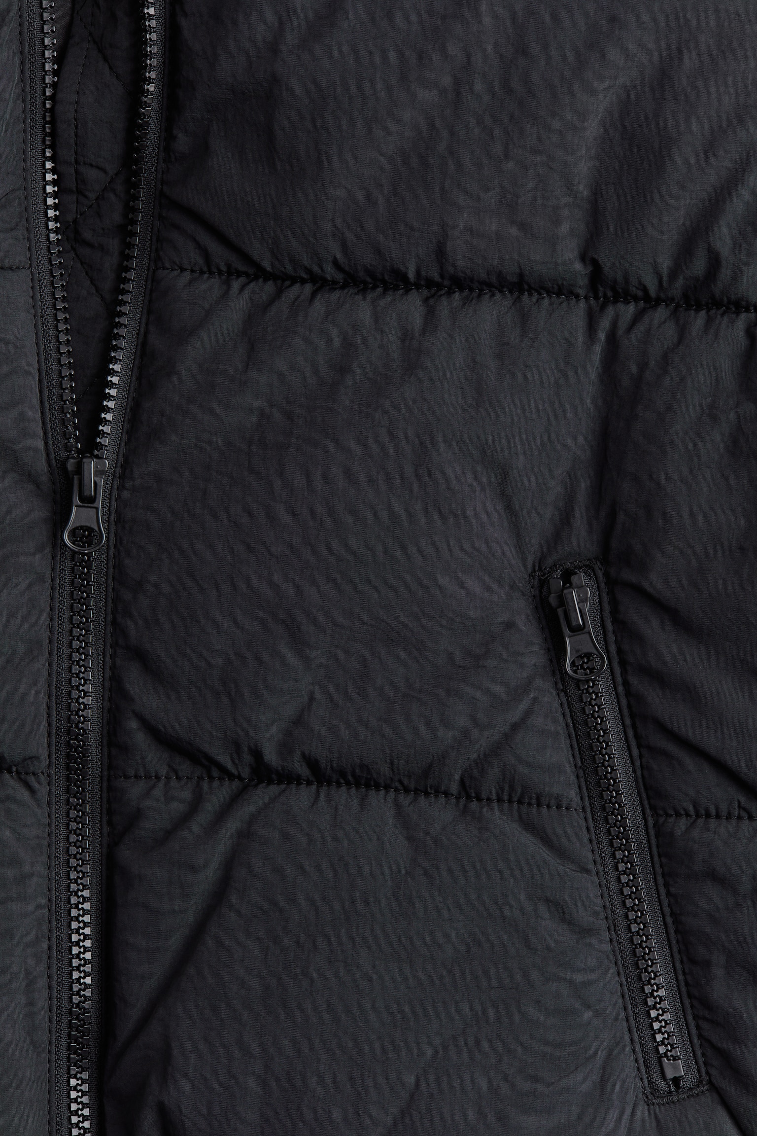 Nylon puffer jacket - Black/Dark khaki green - 3