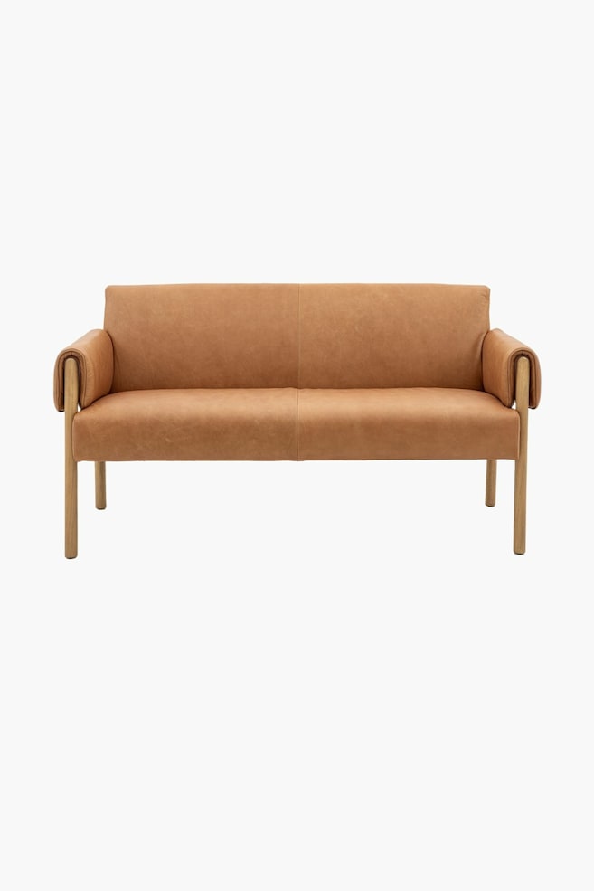 2 Seater Leather Sofa - Tan - 1