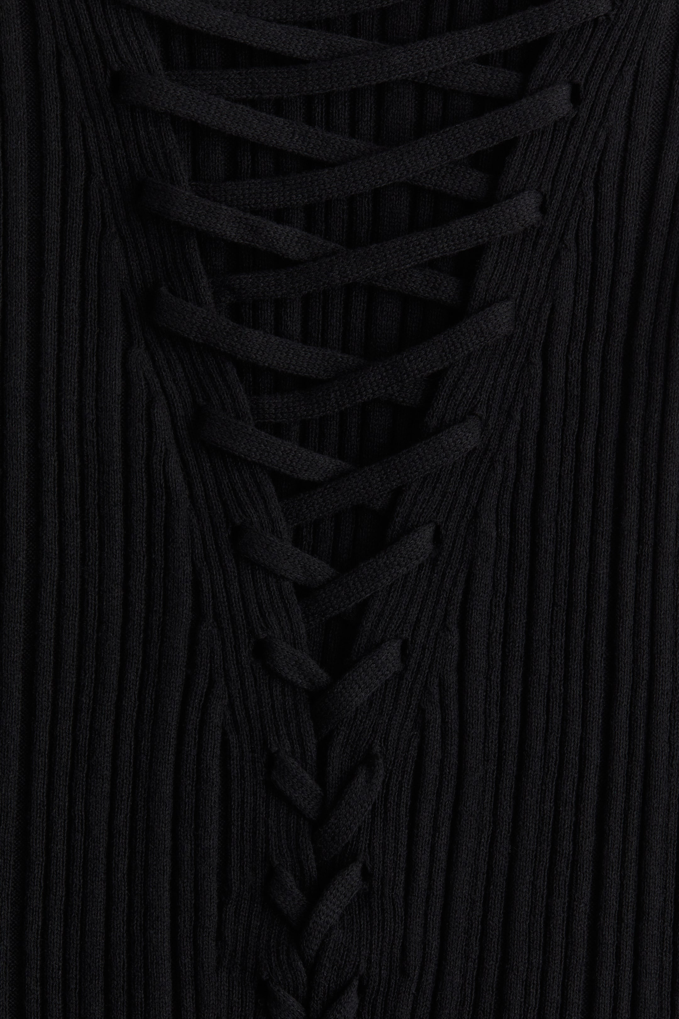 Lacing-detail Rib-knit Tank Top