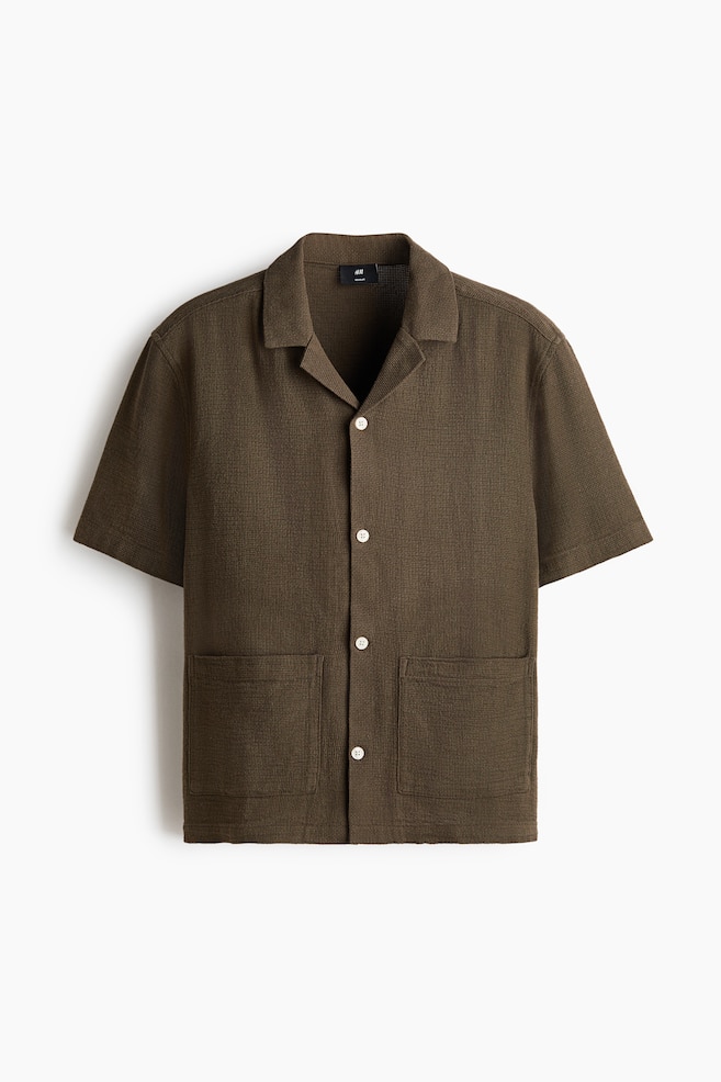Regular-Fit Resort Shirt - Dark khaki green/Cream/Cream/striped - 1