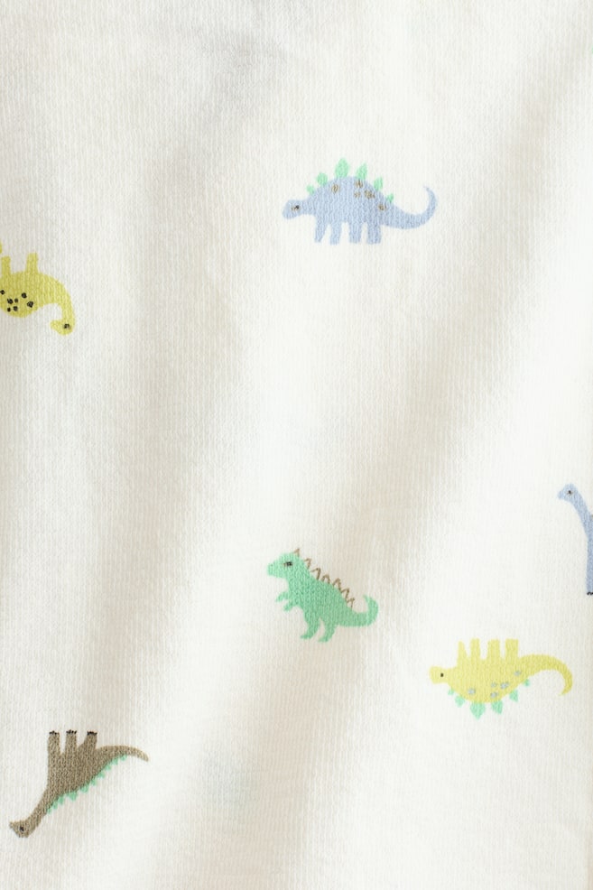 2-Piece Cotton Jersey Set - White/dinosaurs/Light beige/blue striped/Dark green/palm trees/Navy blue/striped/Brown/palm trees/Light blue/sailboat/Light green/fish - 2