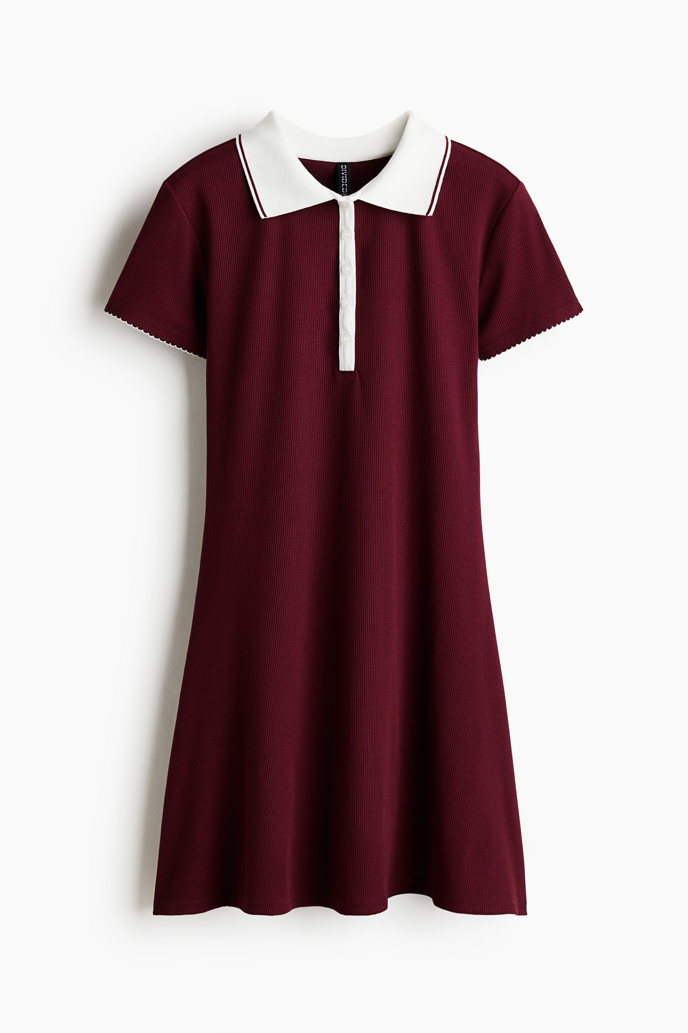 Flared-skirt polo dress - Burgundy/Navy blue