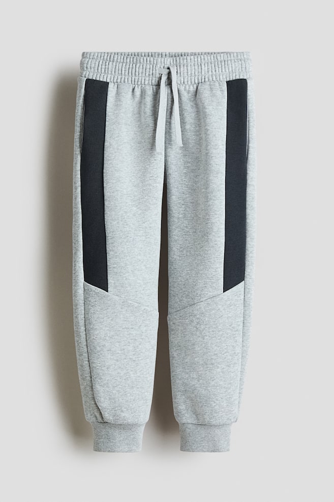 Colour-blocked joggers - Light grey marl/Khaki green - 1