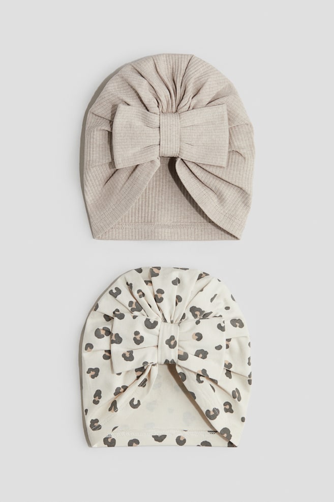 2-pack knot-detail hats - Light beige/Leopard print/Light dusty green/Cherries/Dark dusty pink/Floral/Light pink/Cream/Light dusty blue/Floral/Dark dusty pink/Light beige - 1