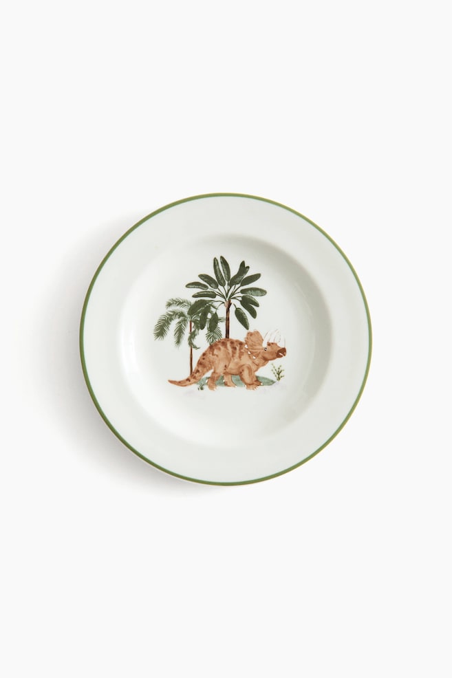 Children's Porcelain Plate - White/dinosaur - 1