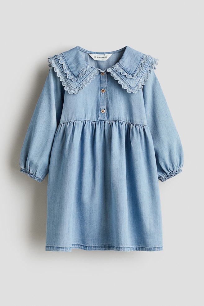 Sailor-collared denim dress - Denim blue - 1