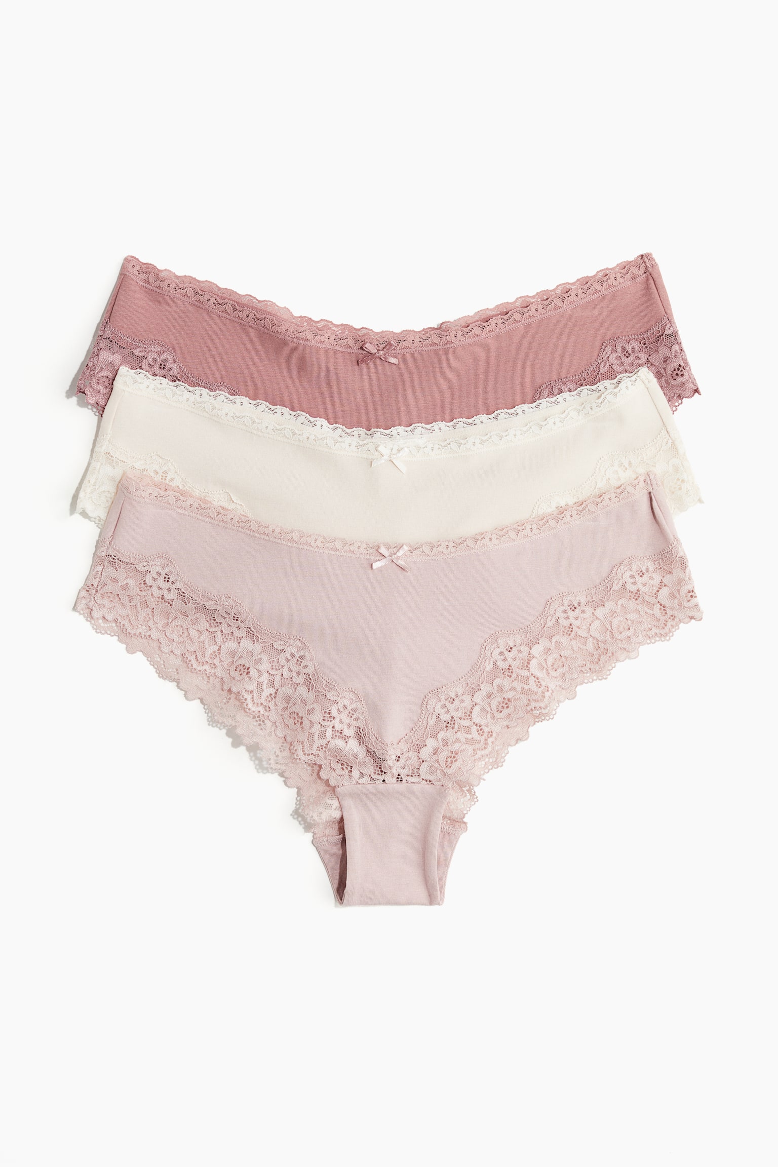 3-pack lace-trimmed hipster briefs - Light pink/Cream/Dusty pink/Black/Navy blue/Light blue/Light grey marl/White/Black - 2