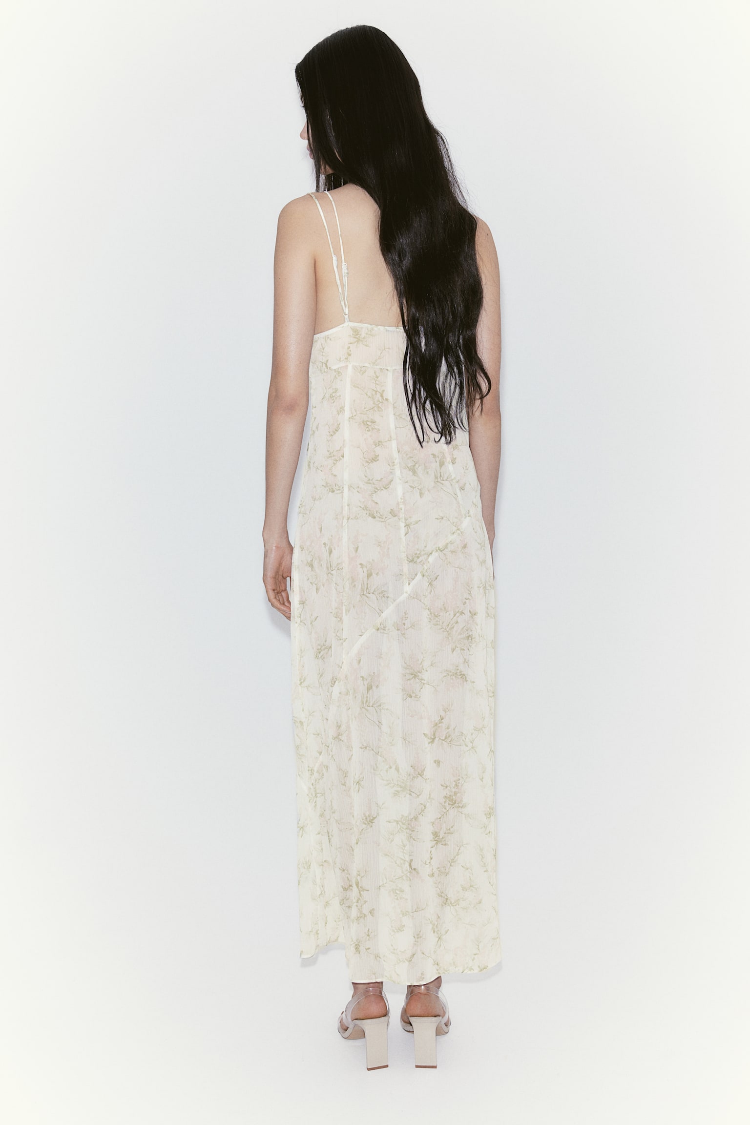 Double Layer Sheer Dress - White/Floral - 5